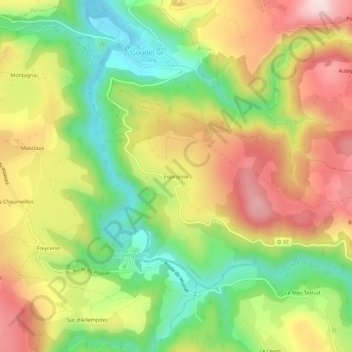 Espinasse topographic map, elevation, terrain