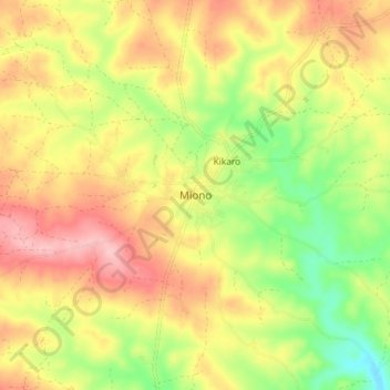 Miono topographic map, elevation, terrain