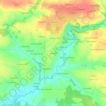 Les Jarries topographic map, elevation, terrain