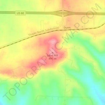 Lead Hill topographic map, elevation, terrain