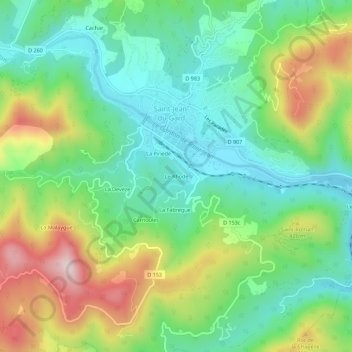Le Rhode topographic map, elevation, terrain
