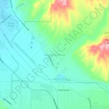 Soboba topographic map, elevation, terrain