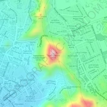 Cerro Centinela topographic map, elevation, terrain