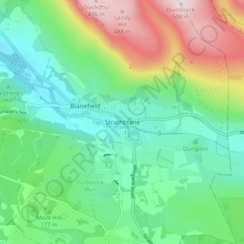Strathblane topographic map, elevation, terrain