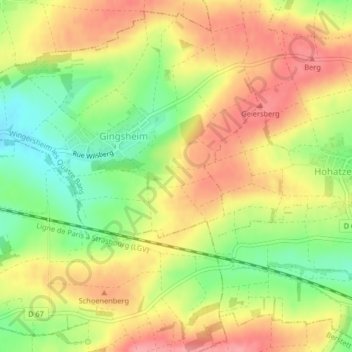 Roed topographic map, elevation, terrain