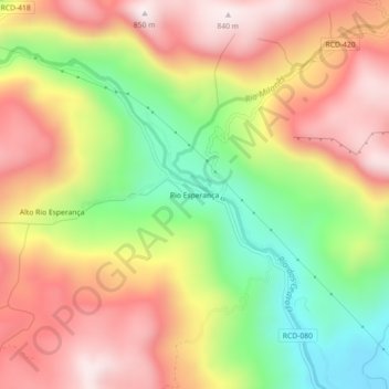 Rio Esperança topographic map, elevation, terrain