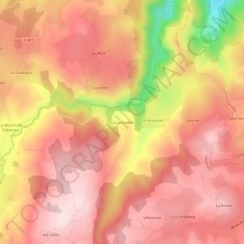Le Luchadou topographic map, elevation, terrain