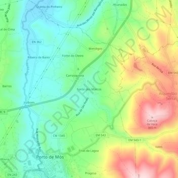 Fonte dos Marcos topographic map, elevation, terrain