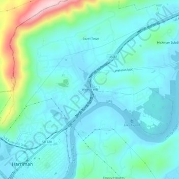 Walnut Hill topographic map, elevation, terrain