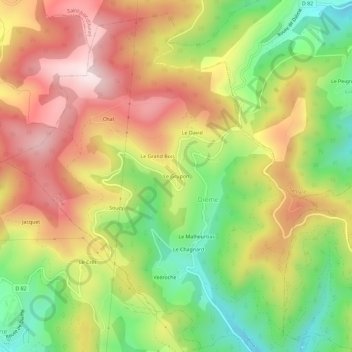 Le Grupon topographic map, elevation, terrain
