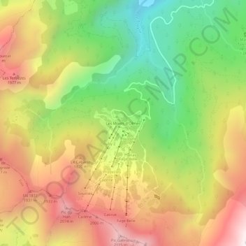 Les Monts d'Olmes topographic map, elevation, terrain