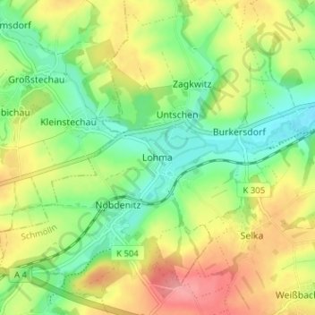 Lohma topographic map, elevation, terrain