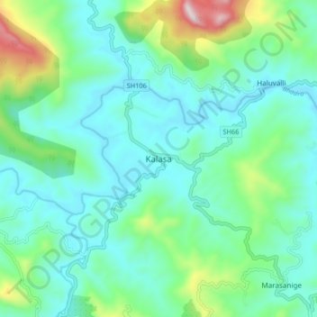 Kalasa topographic map, elevation, terrain