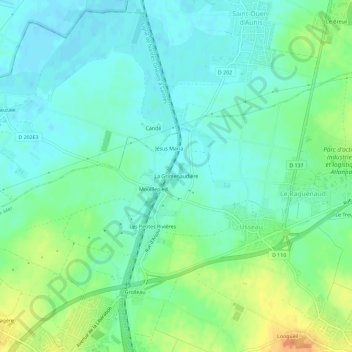 La Grimenaudière topographic map, elevation, terrain