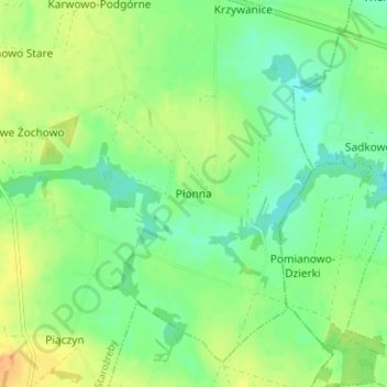 Płonna topographic map, elevation, terrain