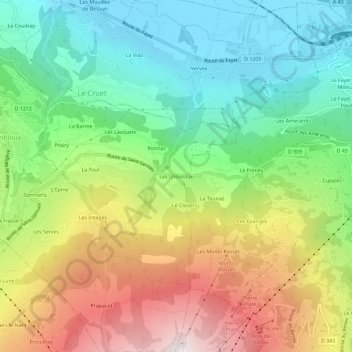 Les Choseaux topographic map, elevation, terrain