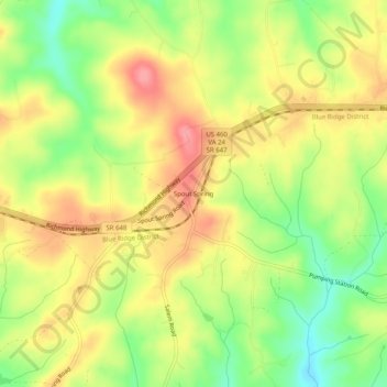 Spout Spring topographic map, elevation, terrain