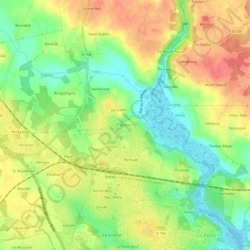Kerlois topographic map, elevation, terrain
