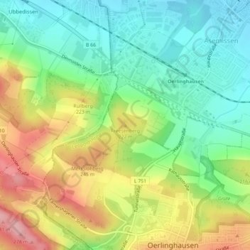 Freesenberg topographic map, elevation, terrain