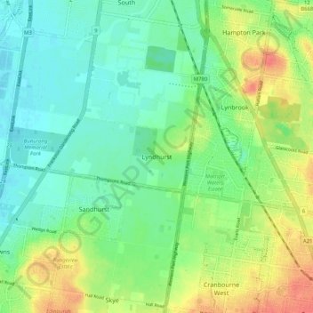 Lyndhurst topographic map, elevation, terrain