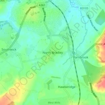 North Bradley topographic map, elevation, terrain