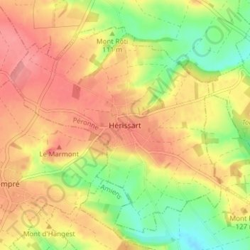 Hérissart topographic map, elevation, terrain