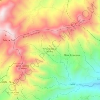 Rincón de San Isidro topographic map, elevation, terrain
