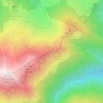 Col de Lourech topographic map, elevation, terrain