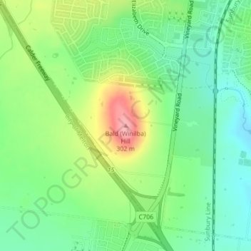Bald Hill topographic map, elevation, terrain