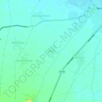 Kherki topographic map, elevation, terrain