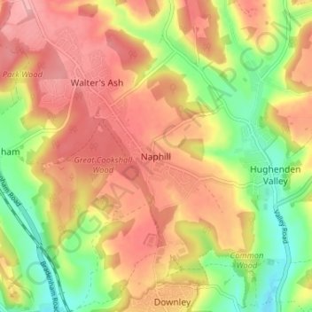 Naphill topographic map, elevation, terrain