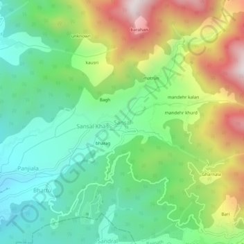 Sansal topographic map, elevation, terrain