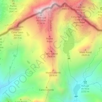 Caïre Cabret topographic map, elevation, terrain