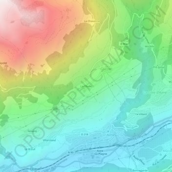 La Thuile topographic map, elevation, terrain