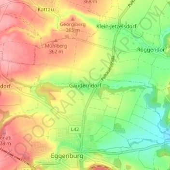 Gauderndorf topographic map, elevation, terrain