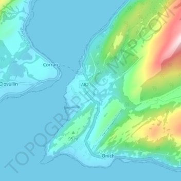 Inchree topographic map, elevation, terrain