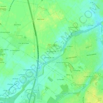 Montraversier topographic map, elevation, terrain