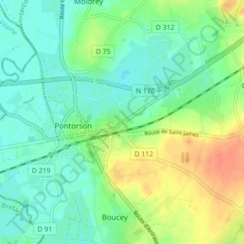 Caugé topographic map, elevation, terrain