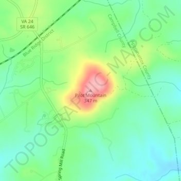 Pilot Mountain topographic map, elevation, terrain