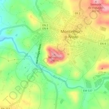 Montemor topographic map, elevation, terrain