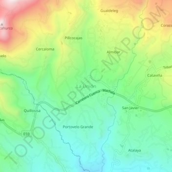 La Unión topographic map, elevation, terrain
