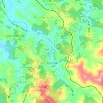 Caucaia do Alto topographic map, elevation, terrain