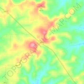Squires topographic map, elevation, terrain