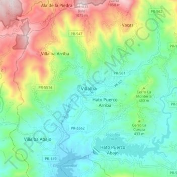 Villalba topographic map, elevation, terrain