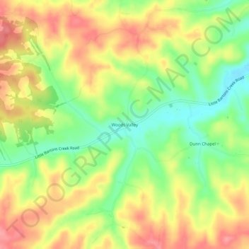 Woods Valley topographic map, elevation, terrain