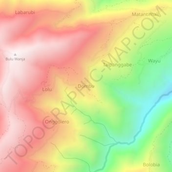 Dombu topographic map, elevation, terrain