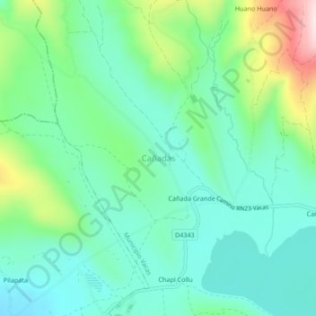 Cañadas topographic map, elevation, terrain