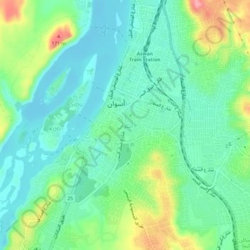 Syena topographic map, elevation, terrain