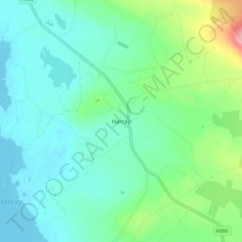 Harray topographic map, elevation, terrain