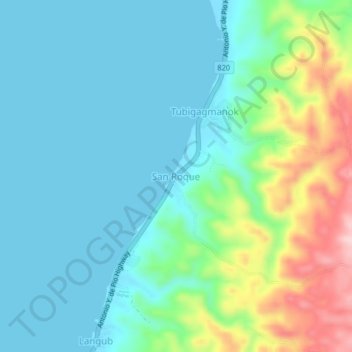 San Roque topographic map, elevation, terrain